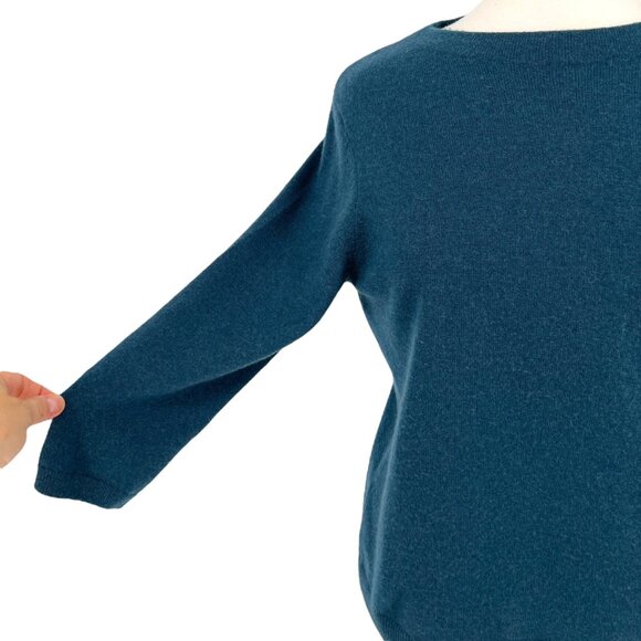 Talbots Teal Pure Cashmere Sweater 3/4 Sleeves Size Petite Small - Picture 4 of 11